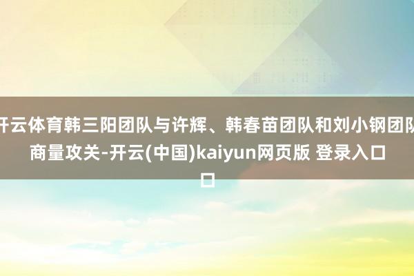 开云体育韩三阳团队与许辉、韩春苗团队和刘小钢团队商量攻关-开云(中国)kaiyun网页版 登录入口