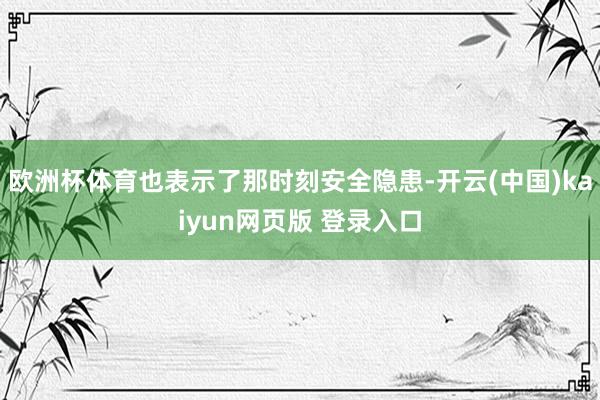 欧洲杯体育也表示了那时刻安全隐患-开云(中国)kaiyun网页版 登录入口