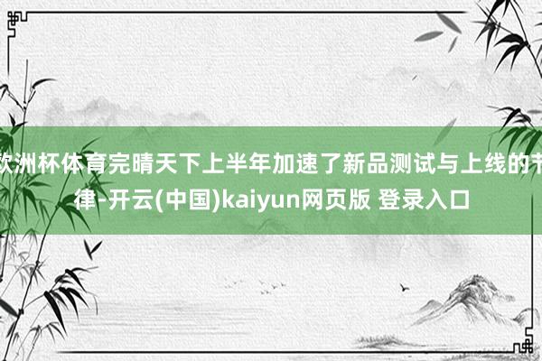 欧洲杯体育完晴天下上半年加速了新品测试与上线的节律-开云(中国)kaiyun网页版 登录入口